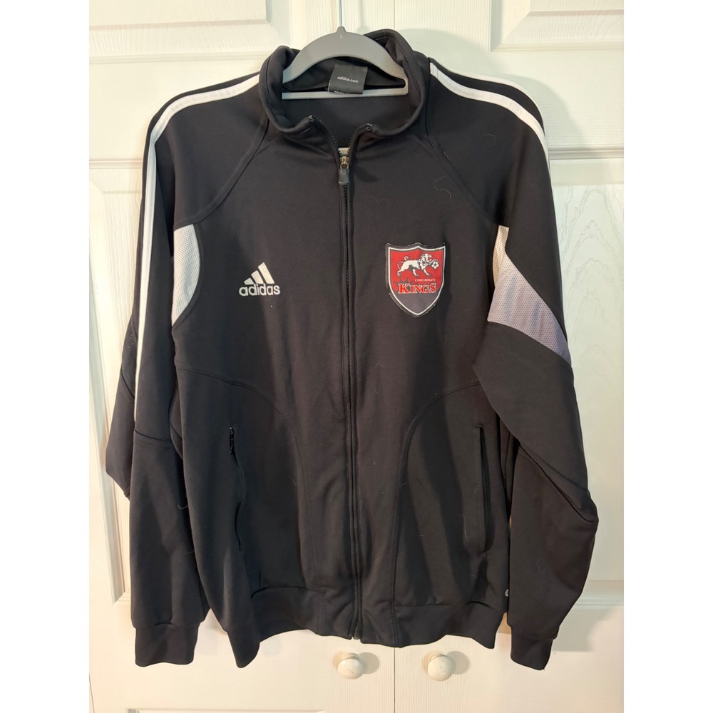 Adidas Cincinnati Kings Soccer Track Jacket Mens Black Full Zip 3 Stripe Coat